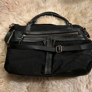 Banana Republic black nylon bag with leather handles and strap
